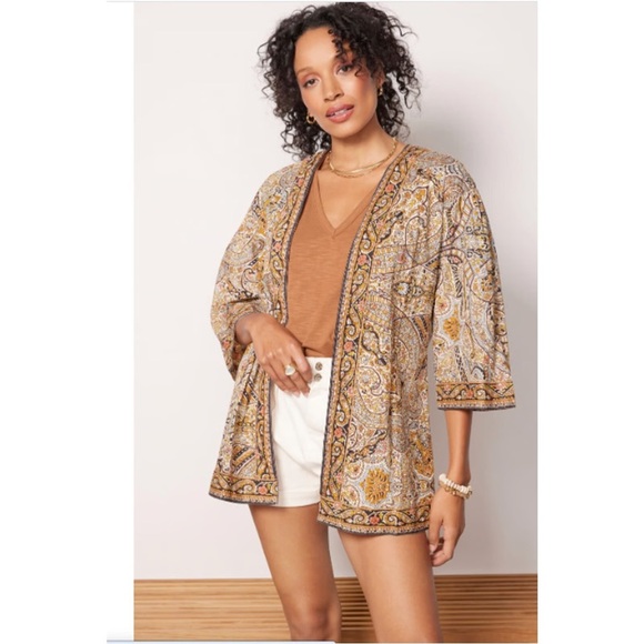 Cleobella Evereve Kaleidoscope Open Wrap Lightweight Kimono Paisley Size XS/S - Picture 1 of 7